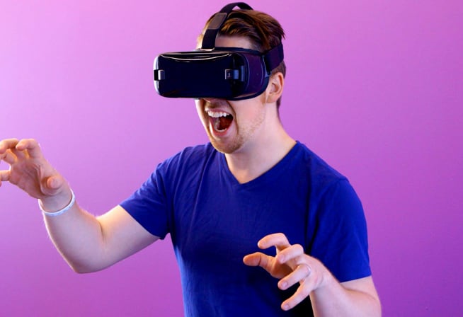 Man with VR lenses